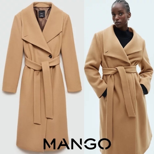 【Mango】マンゴ ベルト マンテコ ウール コート