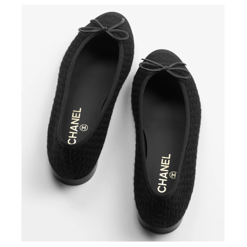 CHANEL バレエシューズ ブラックツイード CHANEL☆ ツイード バレリーナ♪ブラック
