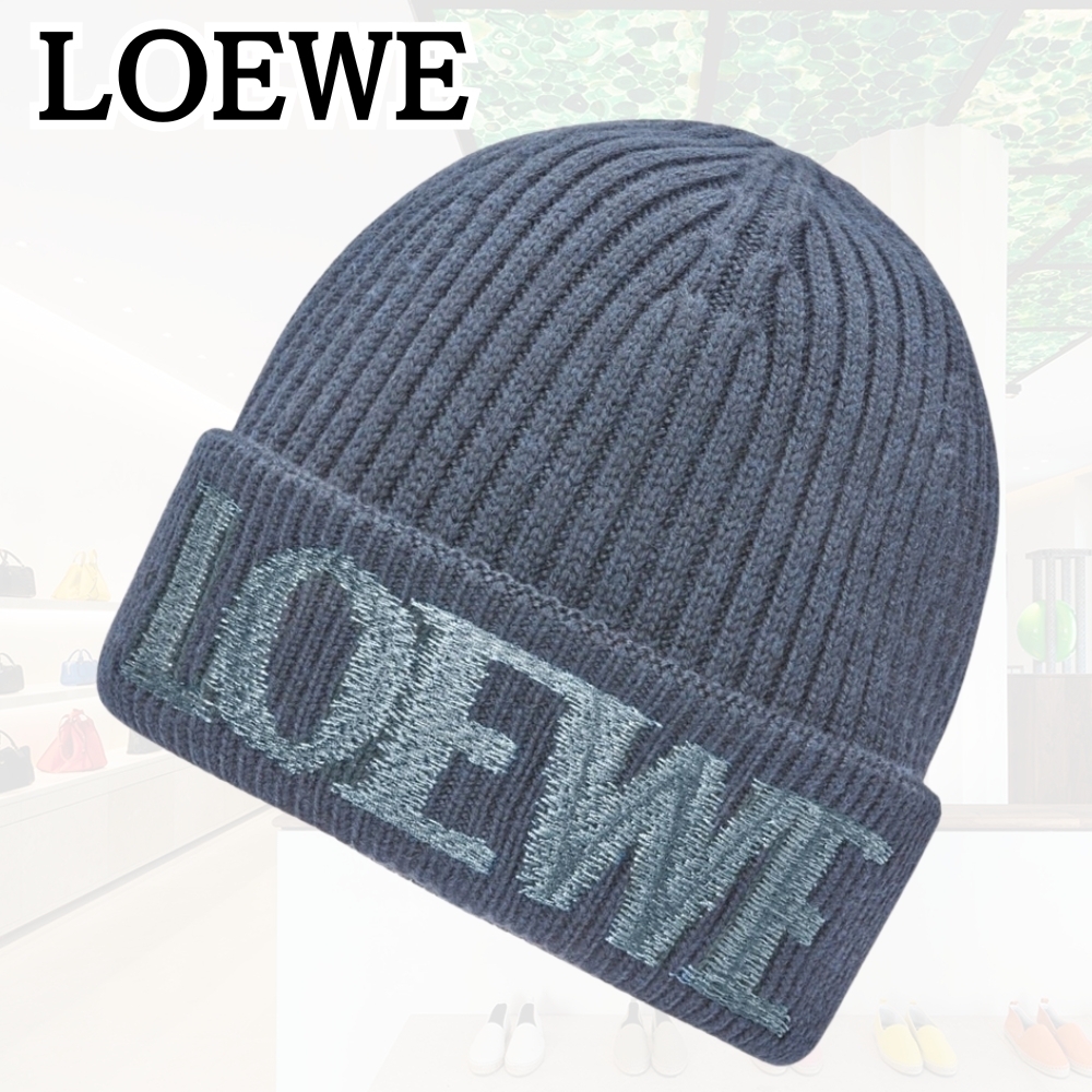 LOEWE*ラグジュアリーなスタイル*グレーブルー ウール ビーニー