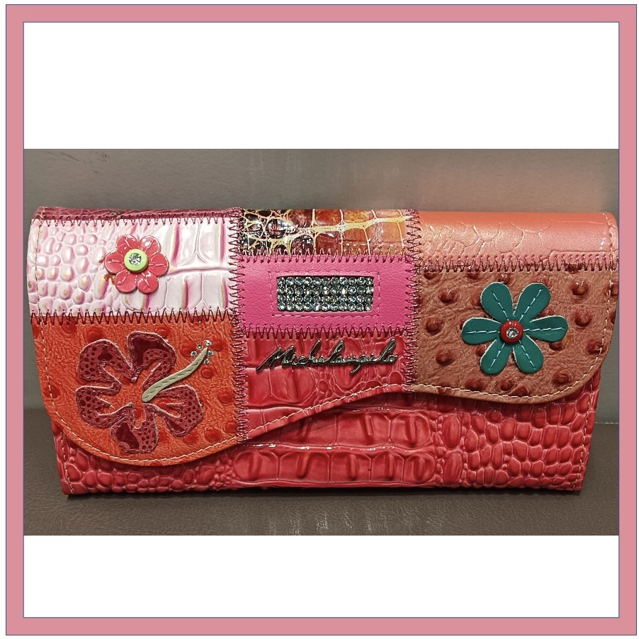 NEW★MICHELANGELO★ビジューとフラワーチェーンウォレットDPink