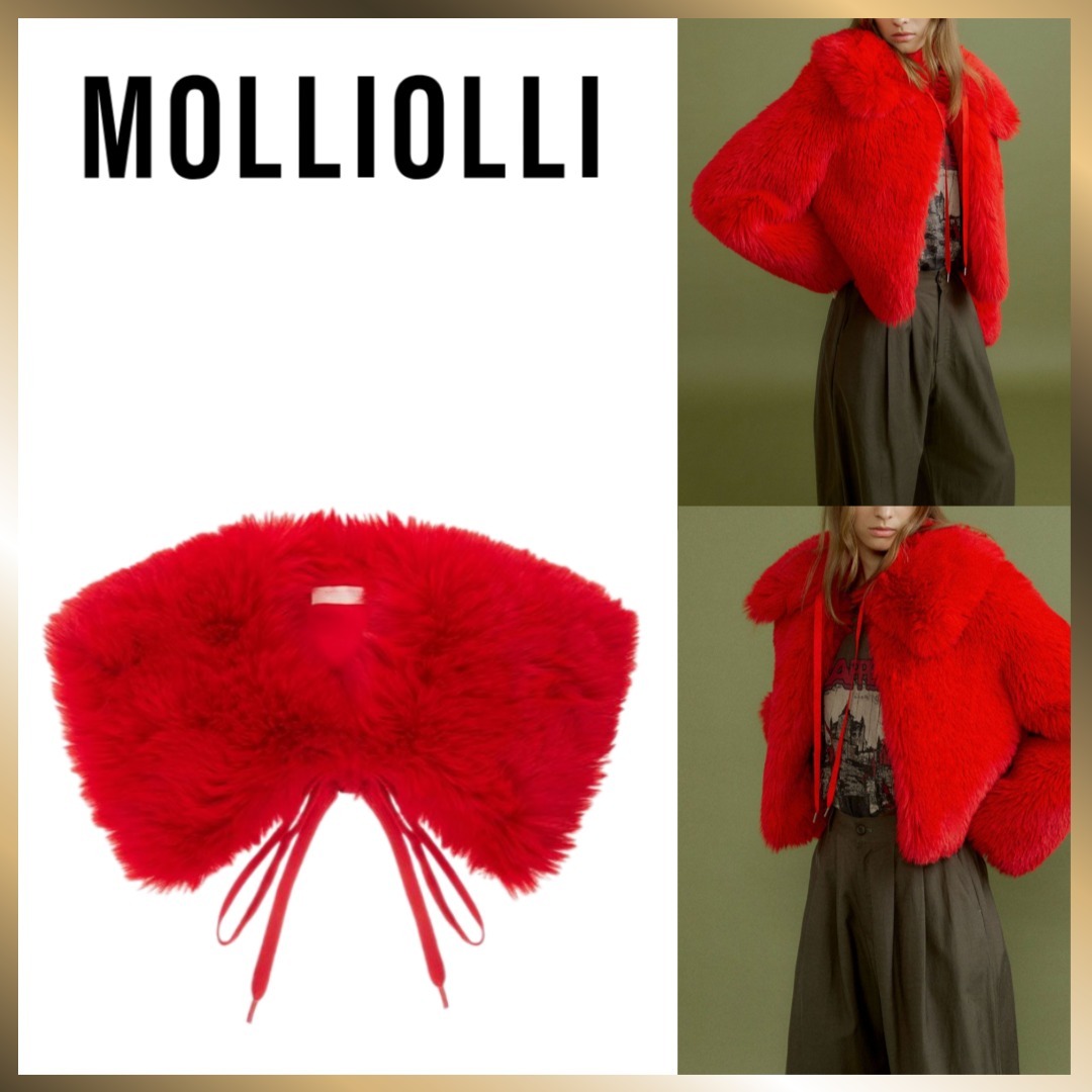 ◇MOLLIOLLI◇ MU fur collar muffler [red]