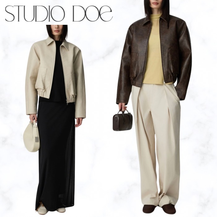 台湾発【STUDIO DOE 】ダメージ加工レザーライダースジャケット
