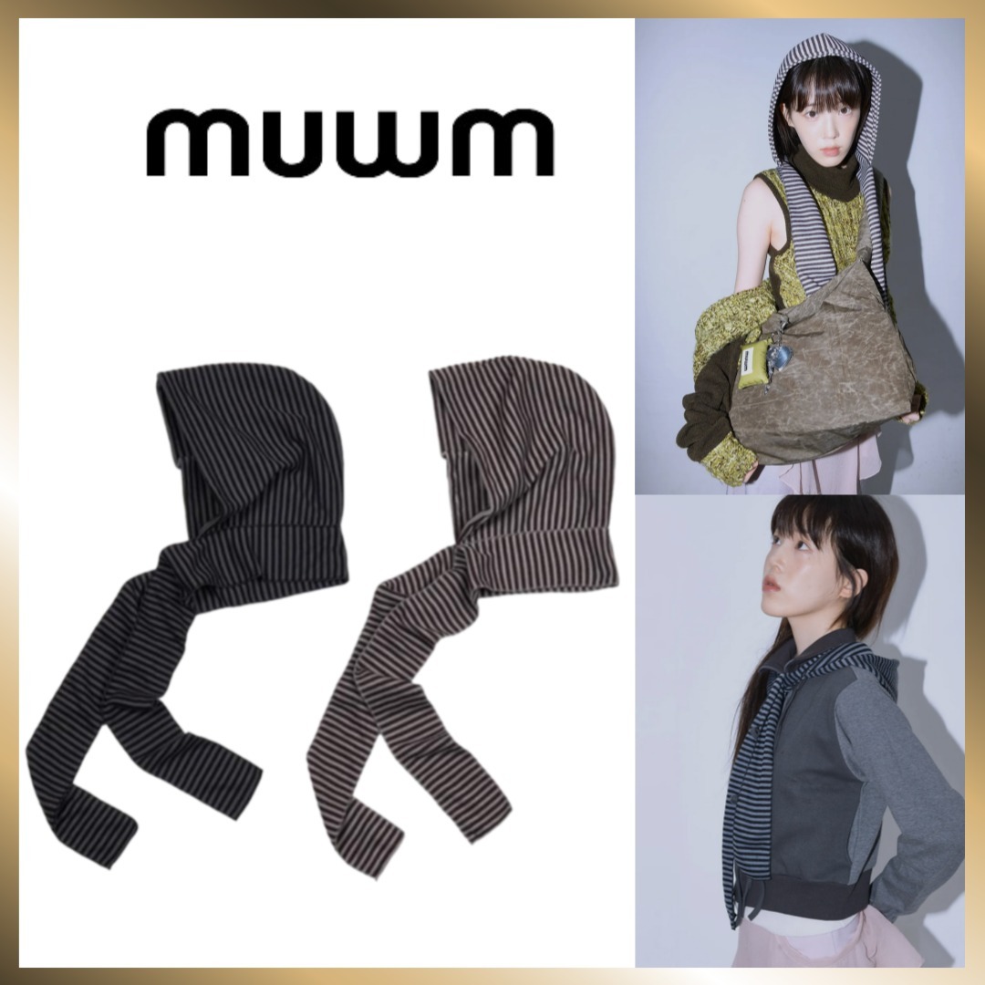◇muwm◇ [5th stock] Stripe Hooded Muffler (2 Colors)