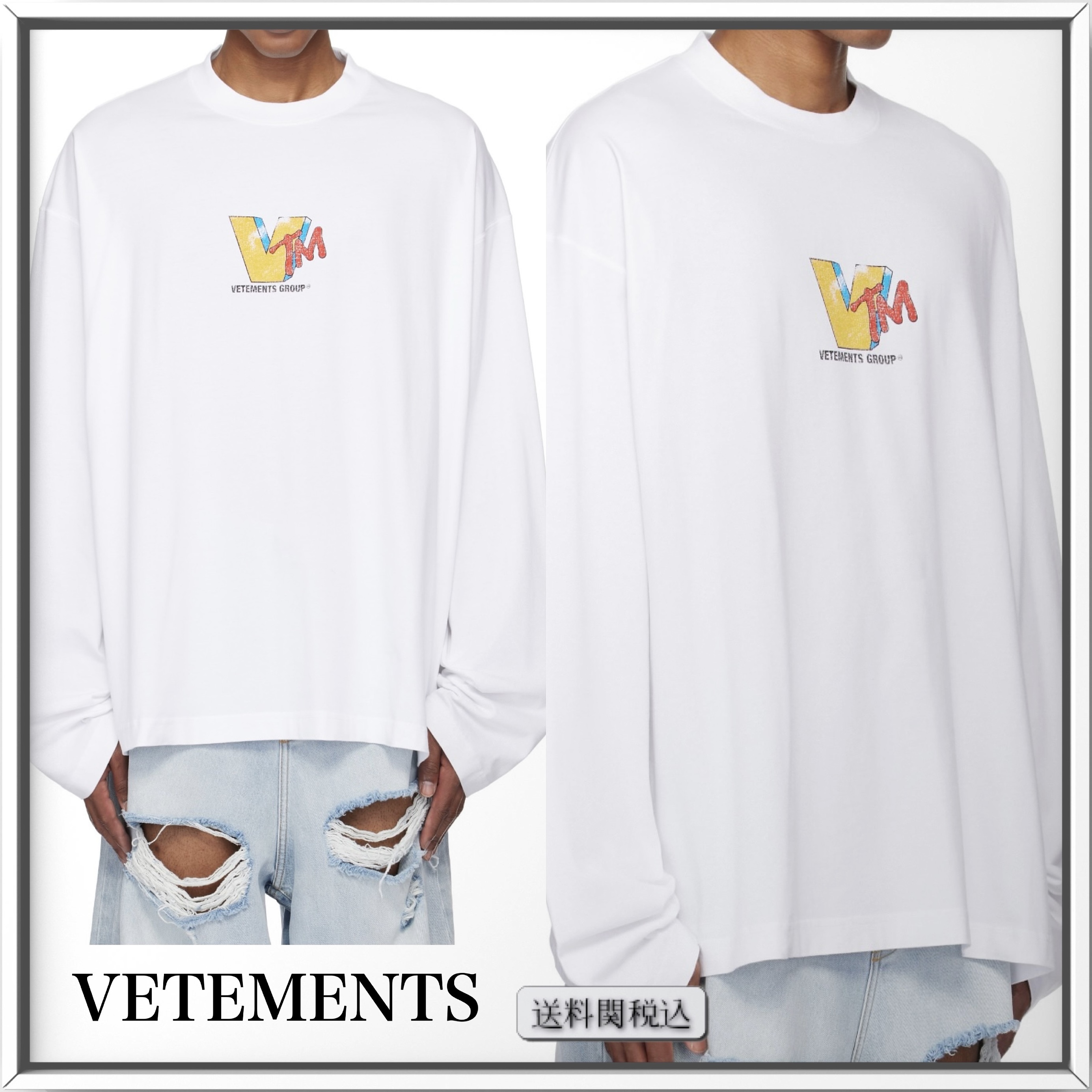 VETEMENTS VTN プリント コットン 長袖Tシャツ 人気