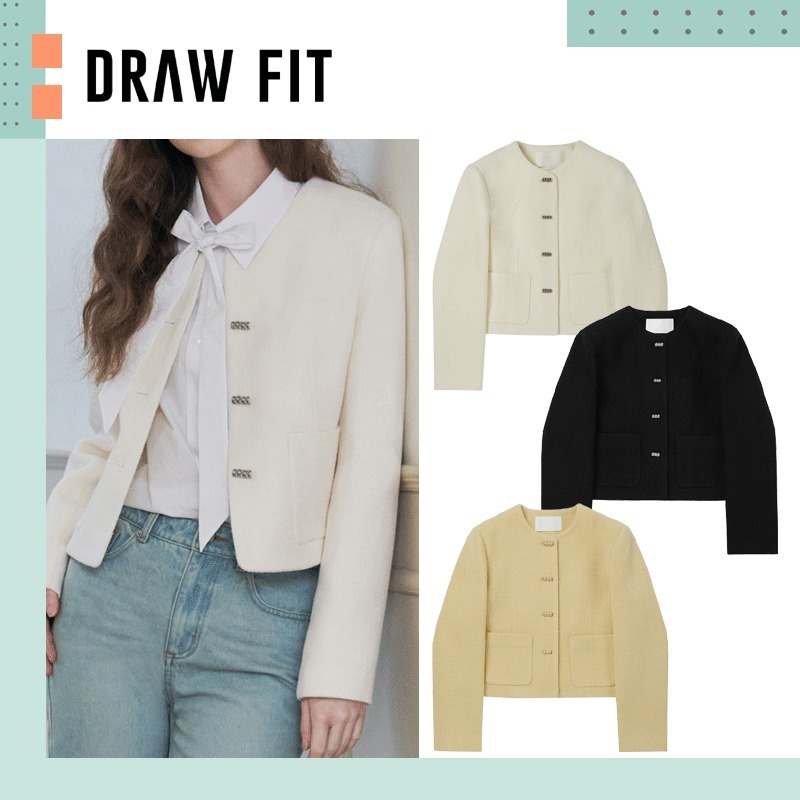 DRAW FIT ♥ BUTTON TWEED JACKET /追跡付