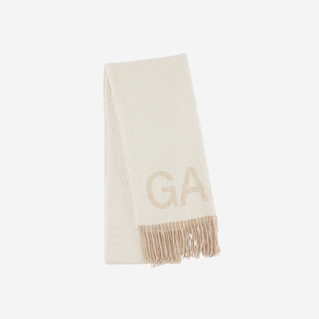 【無料郵送/関税込/正規品】 Ganni Fringed Wool Scarf Egret A3