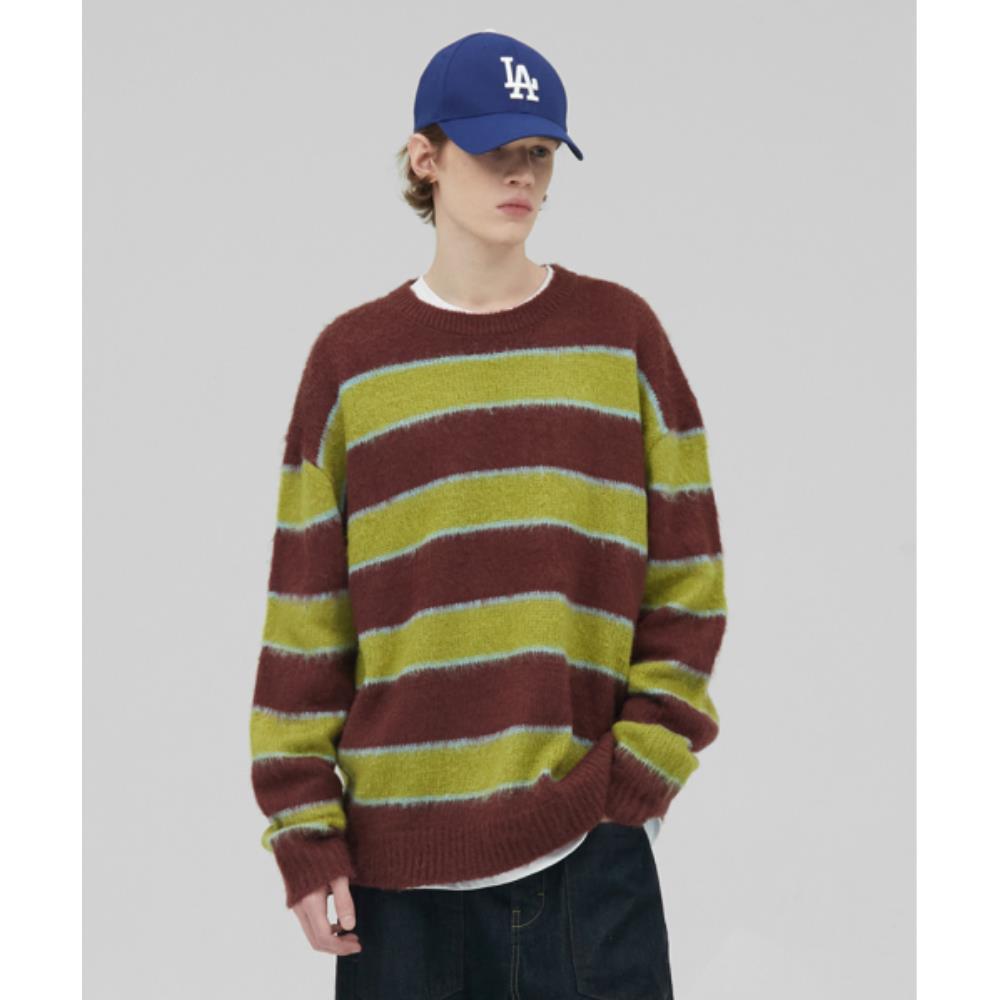 ★STENDS★ M4XL Multi Stripe Brush Knit Brown