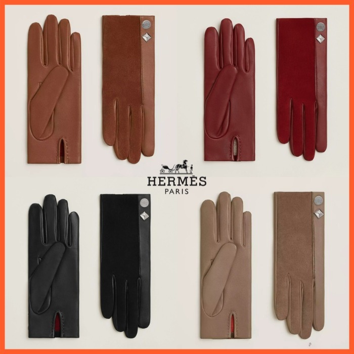【上品に】HERMES 手袋《ハーモニー》裏地カシミア 贈り物にも