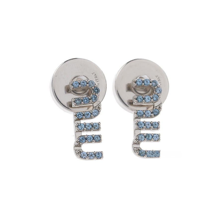 《MIU MIU》 5IO059 2DNC F03WR ロゴクリスタルピアス
