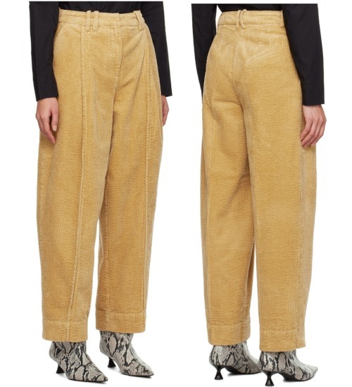 “GANNI” コーデュロイタックトラウザー Mustard