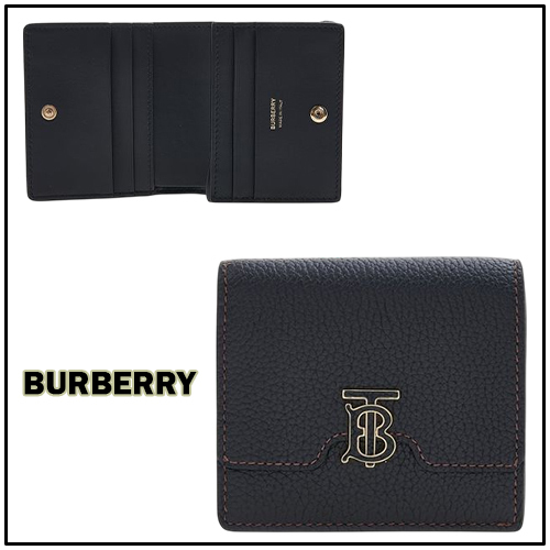 ★【BURBERRY】 グレイニレザーTB二つ折り財布★