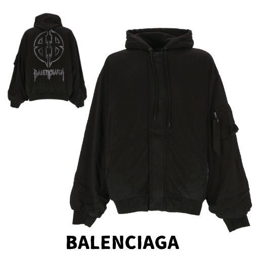 【BALENCIAGA】ロゴ プリント ドローストリング フーディー