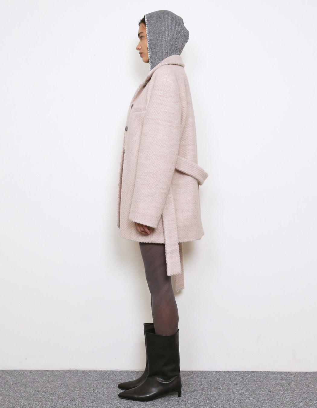 polysooem☆韓国☆人気☆WOOL OBLIQUE LINED HALF COAT 2色