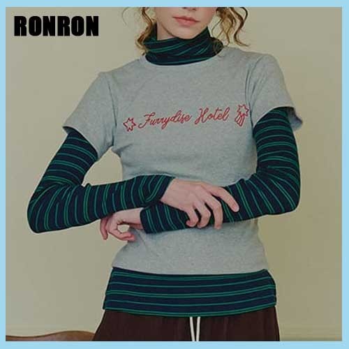 Tシャツ・カットソー [RONRON]DOODLE LETTERING SLIM CROP T SHIRT R4555