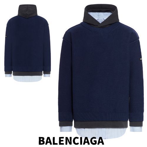 【BALENCIAGA】ロゴパッチニットフーディ