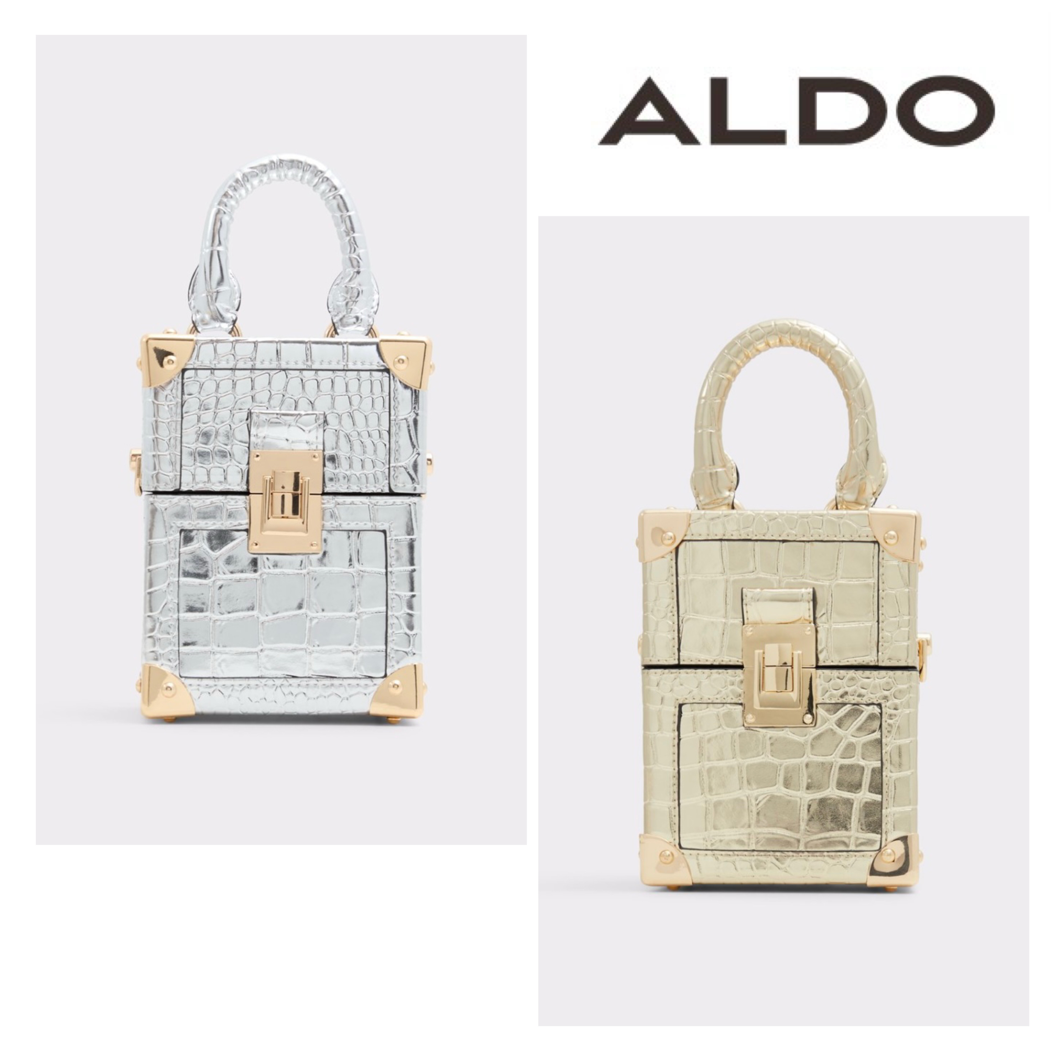 [ALDO] トップハンドルバッグ 2way ゴールド シルバー