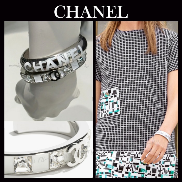 清楚なホワイト☆【CHANEL】シャネル バングル シルバー