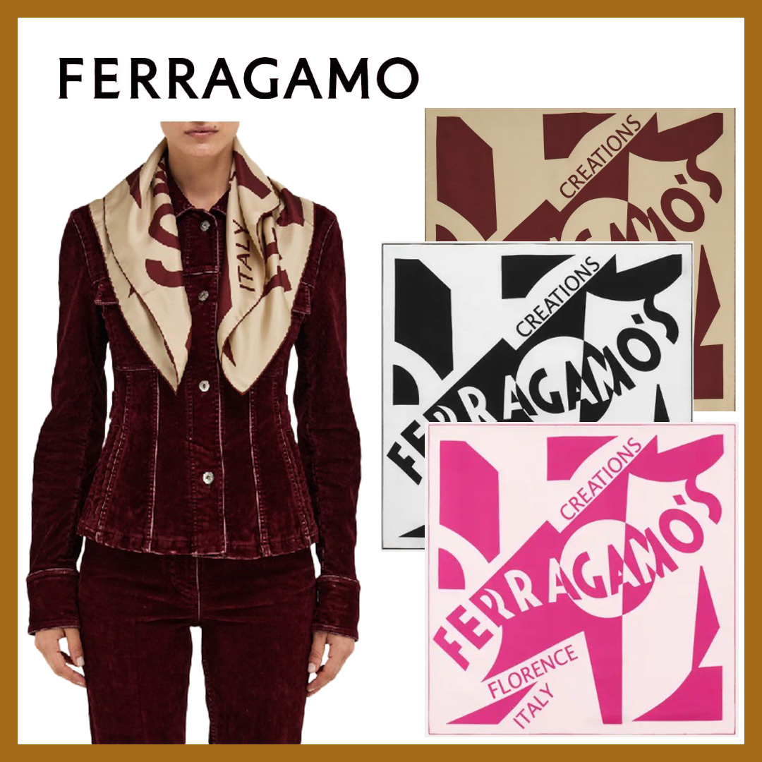美が映える【FERRAGAMO】スカーフ シルク エレガント*贈り物にも