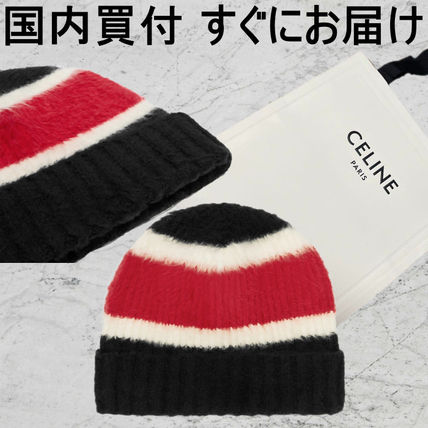 CELINE◆イニシャル「C」パッチカシミア/ウールビーニーイエロー イエロー（黄色）系 CELINE(セリーヌ) ニットキャップ・ビーニー