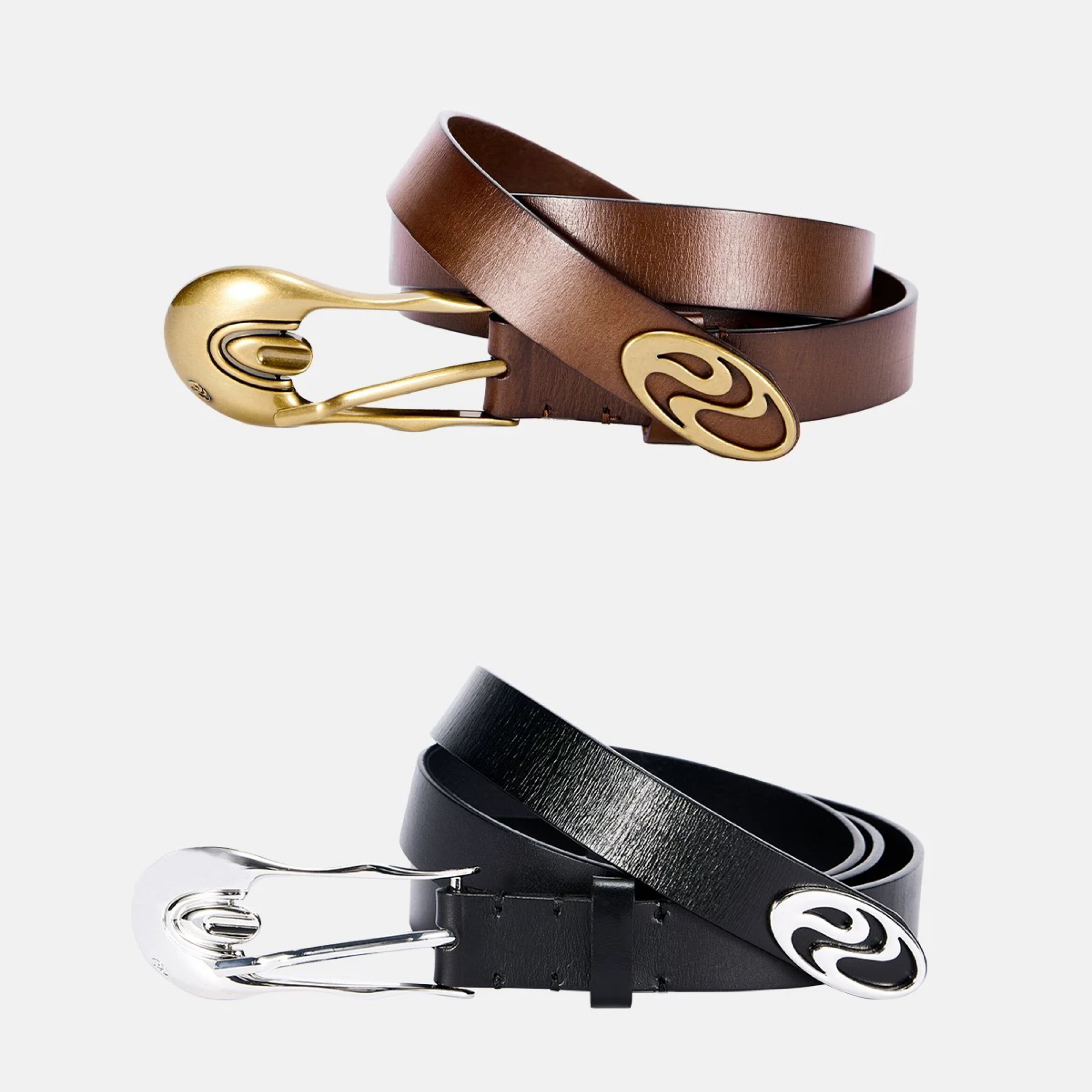 送料間税込 Personsoul - Shaped Pink Buckle Leather Belt