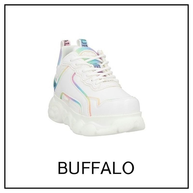 関送込【BUFFALO】ロゴ チャンキースニーカー ホワイト