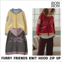 [RONRON] FURRY FRIENDS KNIT HOOD ZIP UP★新作・24AW★韓国★