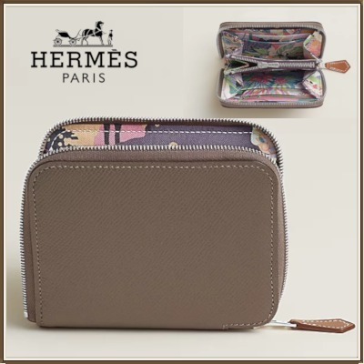 フランス発 HERMES ウォレット Silk'In Compact エトゥープ/DHL