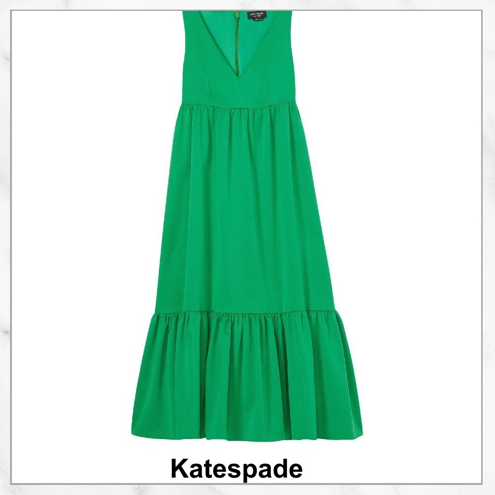 【katespade】Vネックコットンミディドレス