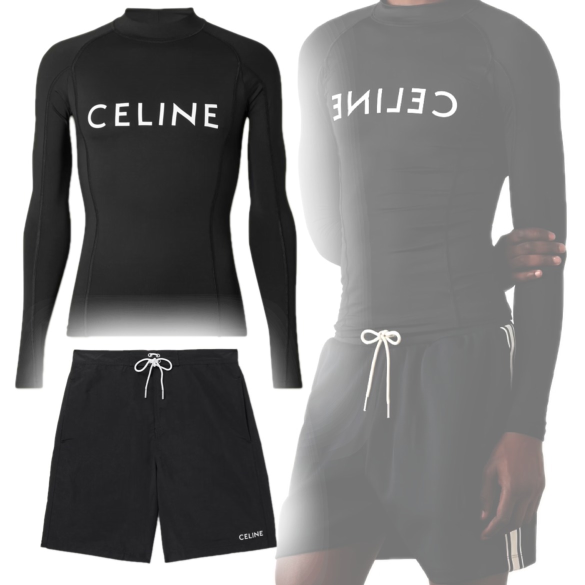 【CELINE】セリーヌ ロゴ入 スイムパンツ ラッシュガードセット