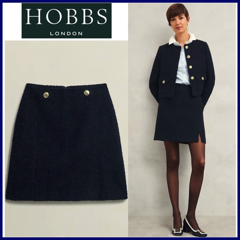 大人気♪【HOBBS】上品ネイビー◇ツイードミニスカート