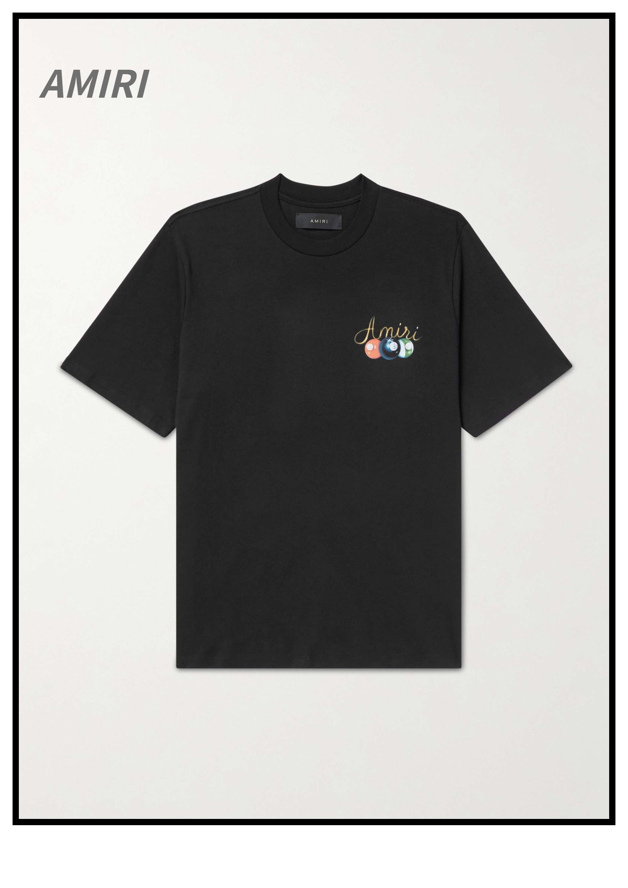 AMIRI プールキュー ロゴプリント コットンジャージー Tシャツ