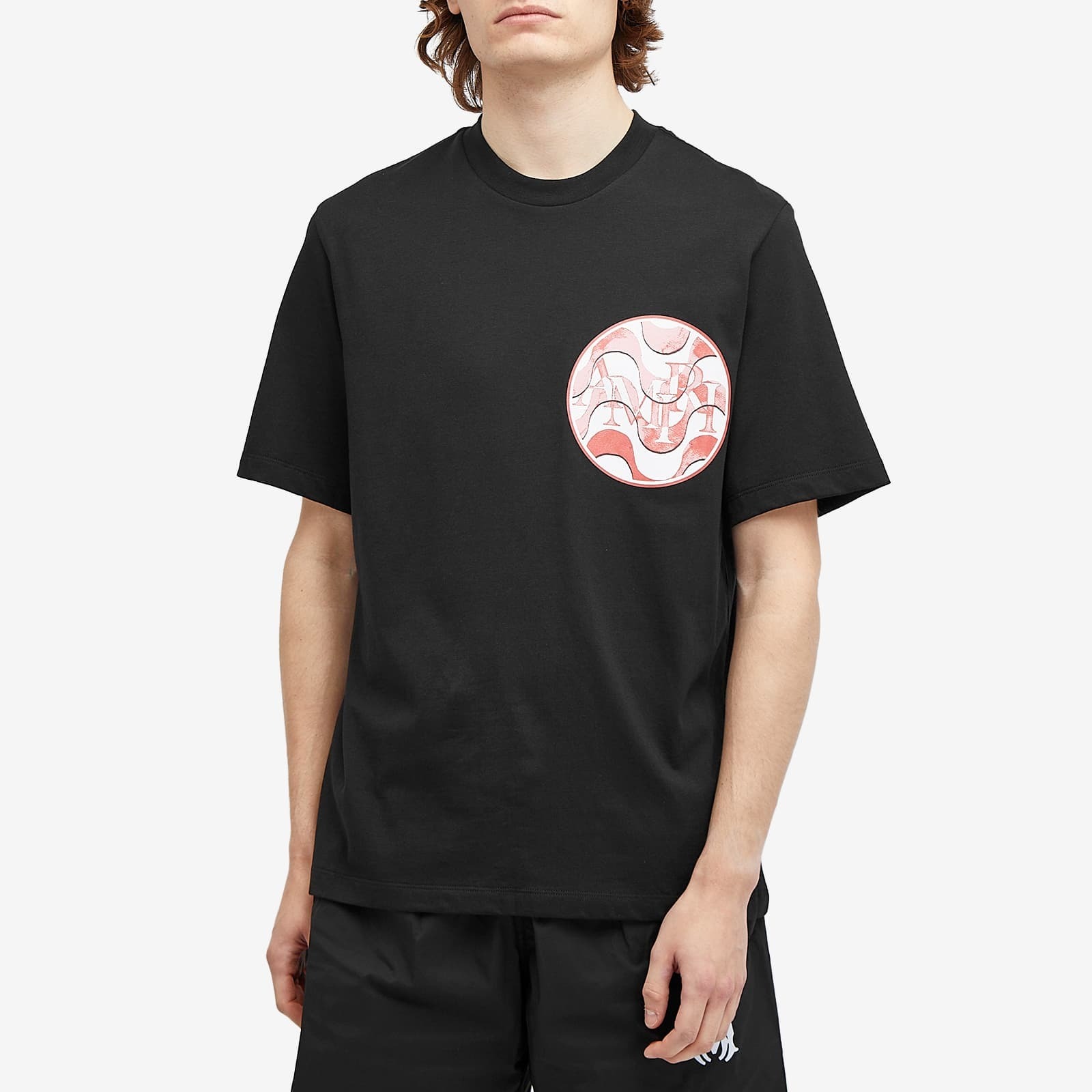 完売間近 AMIRI スタッガード ウェーブ 半袖Tシャツ 希少】AMIRI スタッガードウェーブTシャツ 半袖 ロゴ ブラック T