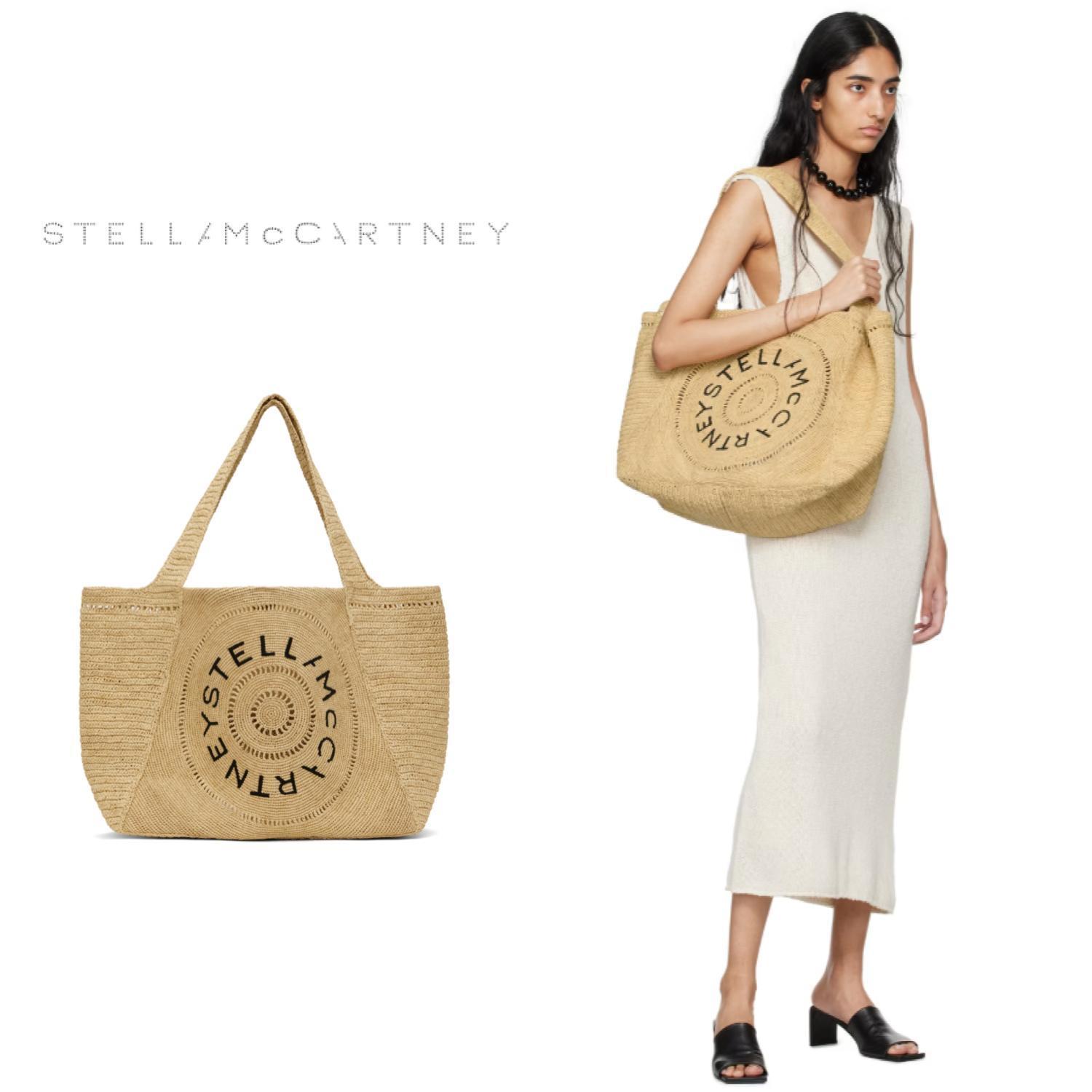 大人気【Stella McCartney】 ラフィア ラージ ロゴ トートバッグ
