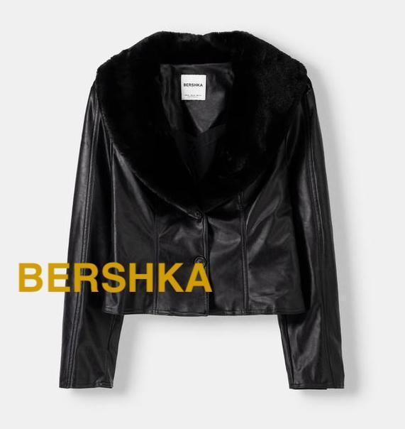☆ドイツ発*BERSHKA*新作*ファーラペルフェイクレザージャケット