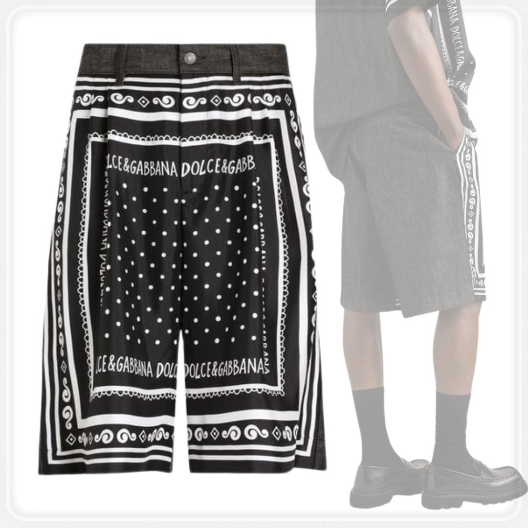 【Dolce&Gabbana】シェルプリント シルクツイル ショートパンツ DOLCE&GABBANA】プリントシルク&デニム ショートパンツ
