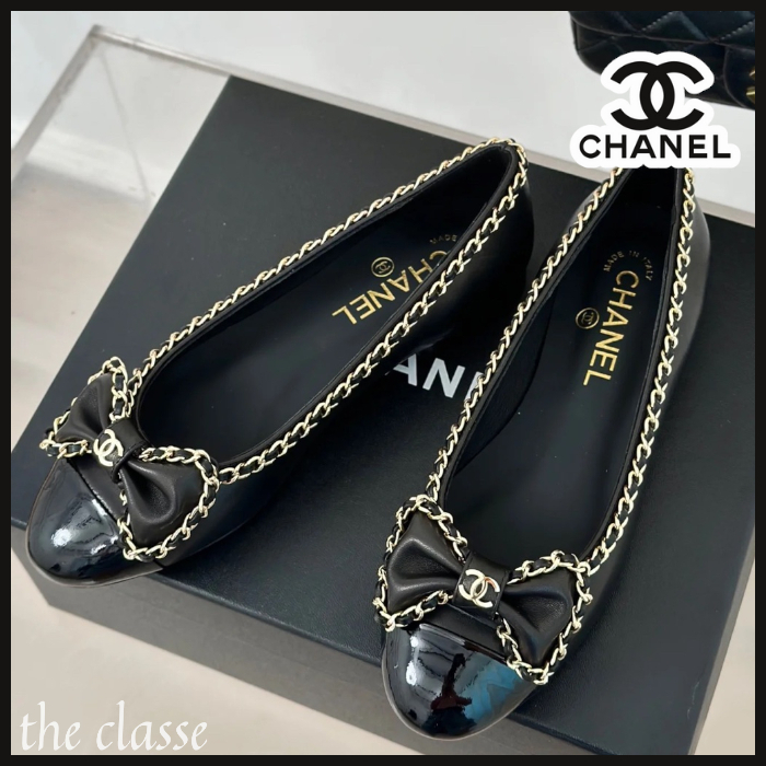 【可愛い★】リボン×チェーンで華やか♪ CHANEL バレエシューズ