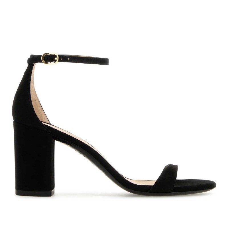 サンダル・ミュール Stuart Weitzman Black suede Nudist Block sandals