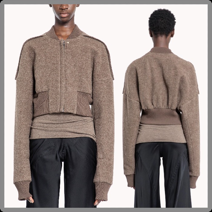 24AW◆RICK OWENS◆クロップドボンバージャケット ブラウン