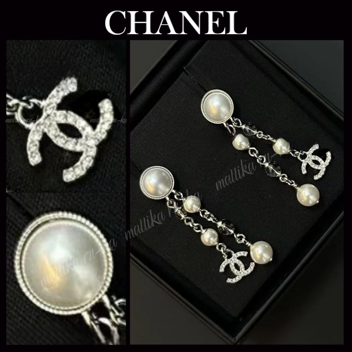 揺れるパール☆【CHANEL】シャネル CCロゴ ピアス