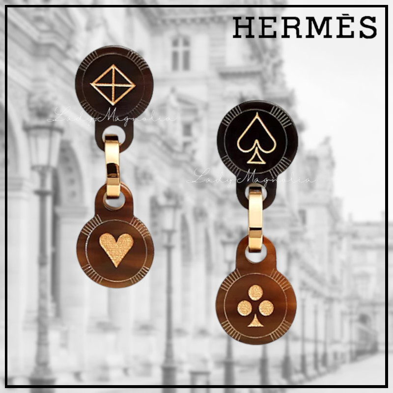 【HERMES】フェトゥ ヴォ ジュ ピアス PM ★ ナチュラル ホーン