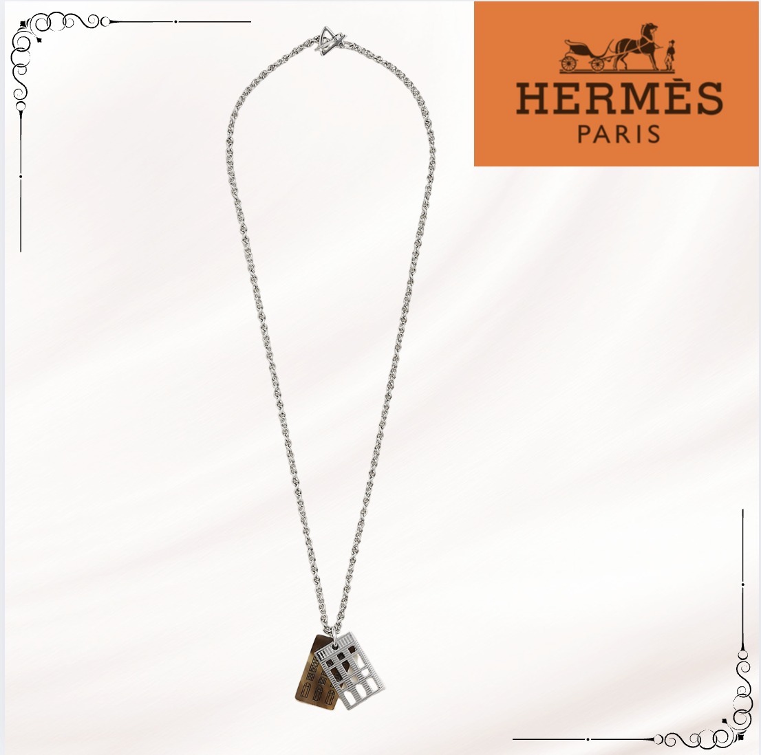 シンプルでお洒落♪【HERMES】ネックレス 24 フォーブール HERMES】エルメス ネックレス 24 フォーブール
