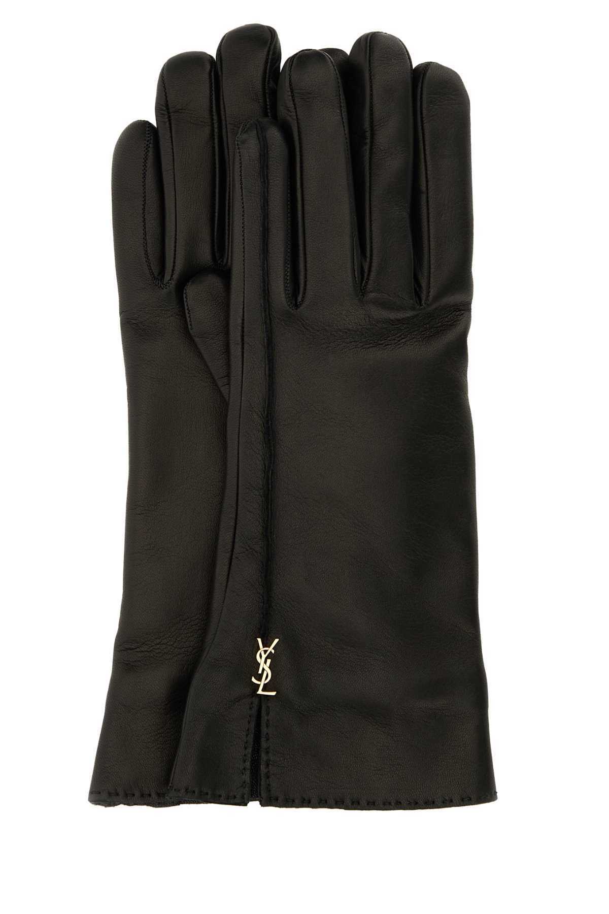 【送料&関税込】Saint Laurent Leather Cassandre Gloves