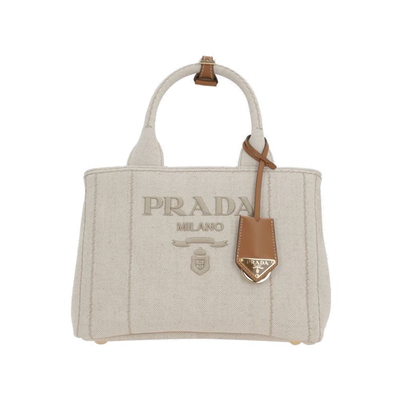 PRADA / リネンブレンド ミディアム ハンドバッグ