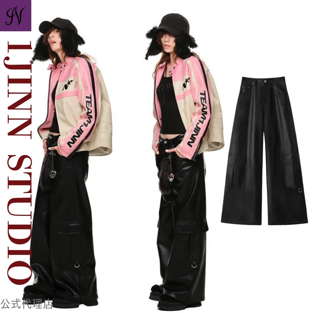 公式【1JINN STUDIO】Matte Eco Leather Wide-Leg Pants