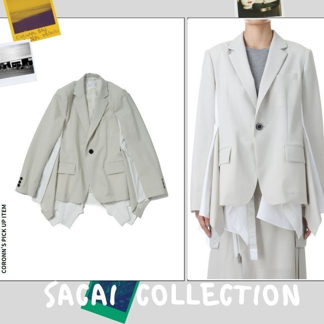 益若つばさ愛用《Sacai》Suiting x Cotton Poplin Jacket
