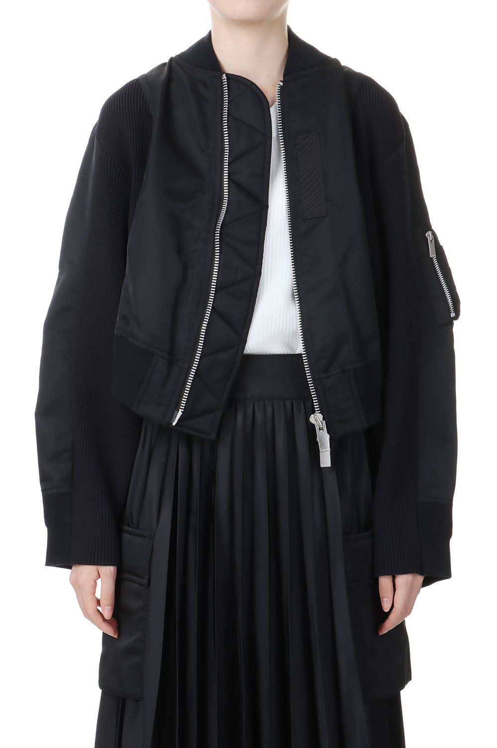 益若つばさ愛用《 Sacai 》Nylon Twill x Knit Blouson