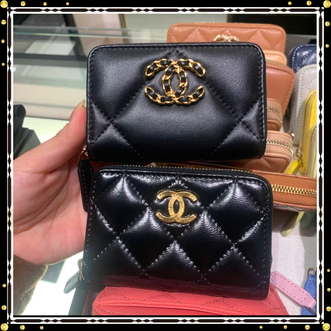 CHANEL 可愛い ジップコインパース/カードケース 黒 CHANEL 19