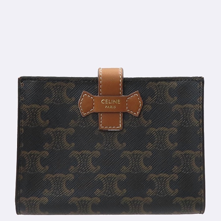 《CELINE》トリオンフ ミディアム ストラップ 折り財布 中古