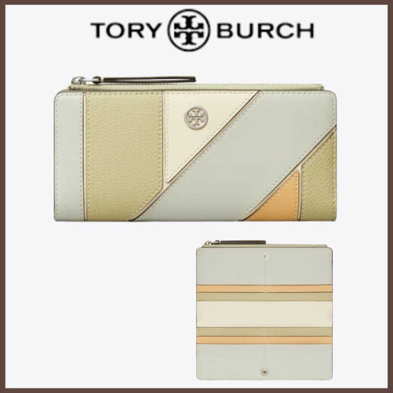 ★Tory Burch★Robinson Color-Block Patchwork Zip Slim Wallet