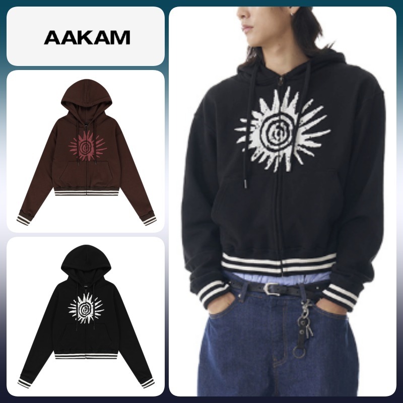 ◆24FW AAKAM Cracked Sun Zip-Up Hoodie/2色◆